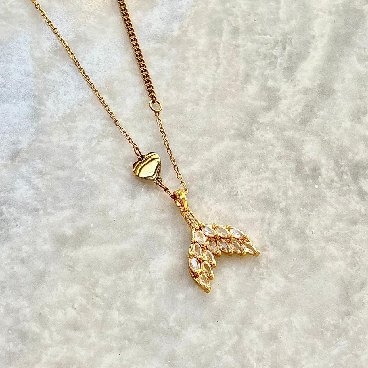 3A Zircon Mermaid Tail Necklace -18K