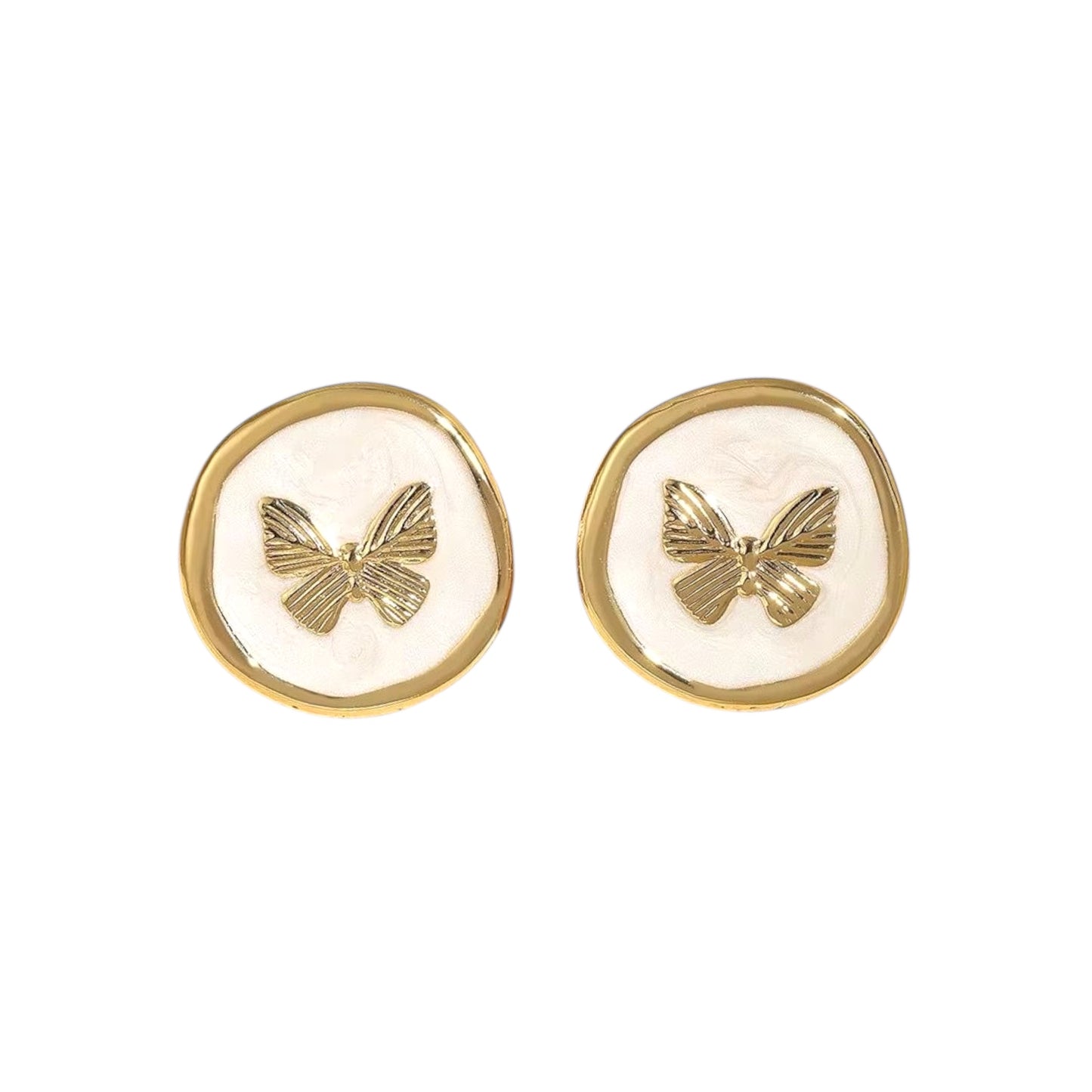 Fairycore Flutter Studs -18K | White