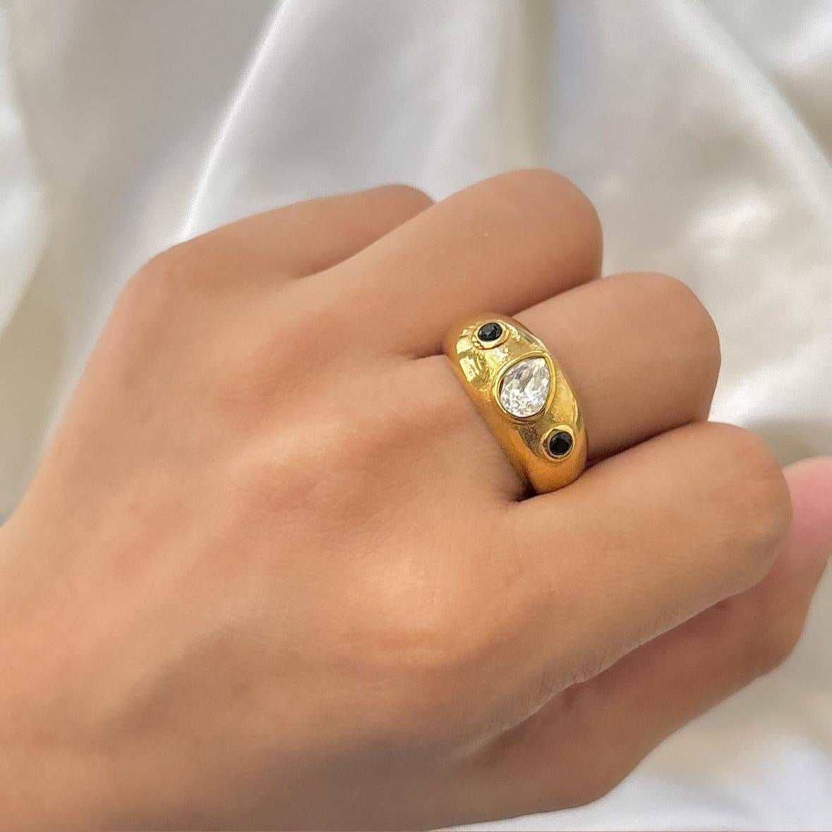 Jeju Cz Dome Ring -18K