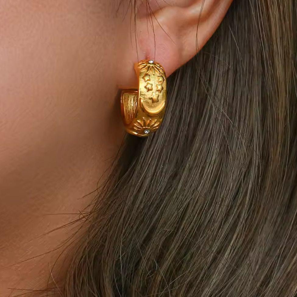 Celeste Gold Hoops -18K