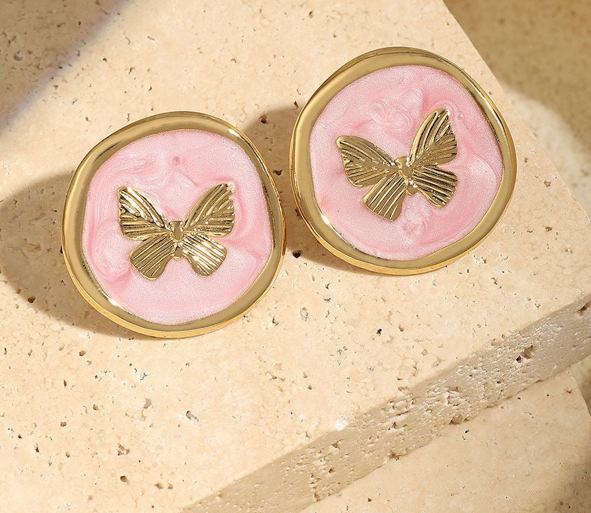 Fairycore Flutter Studs -18K | Pink