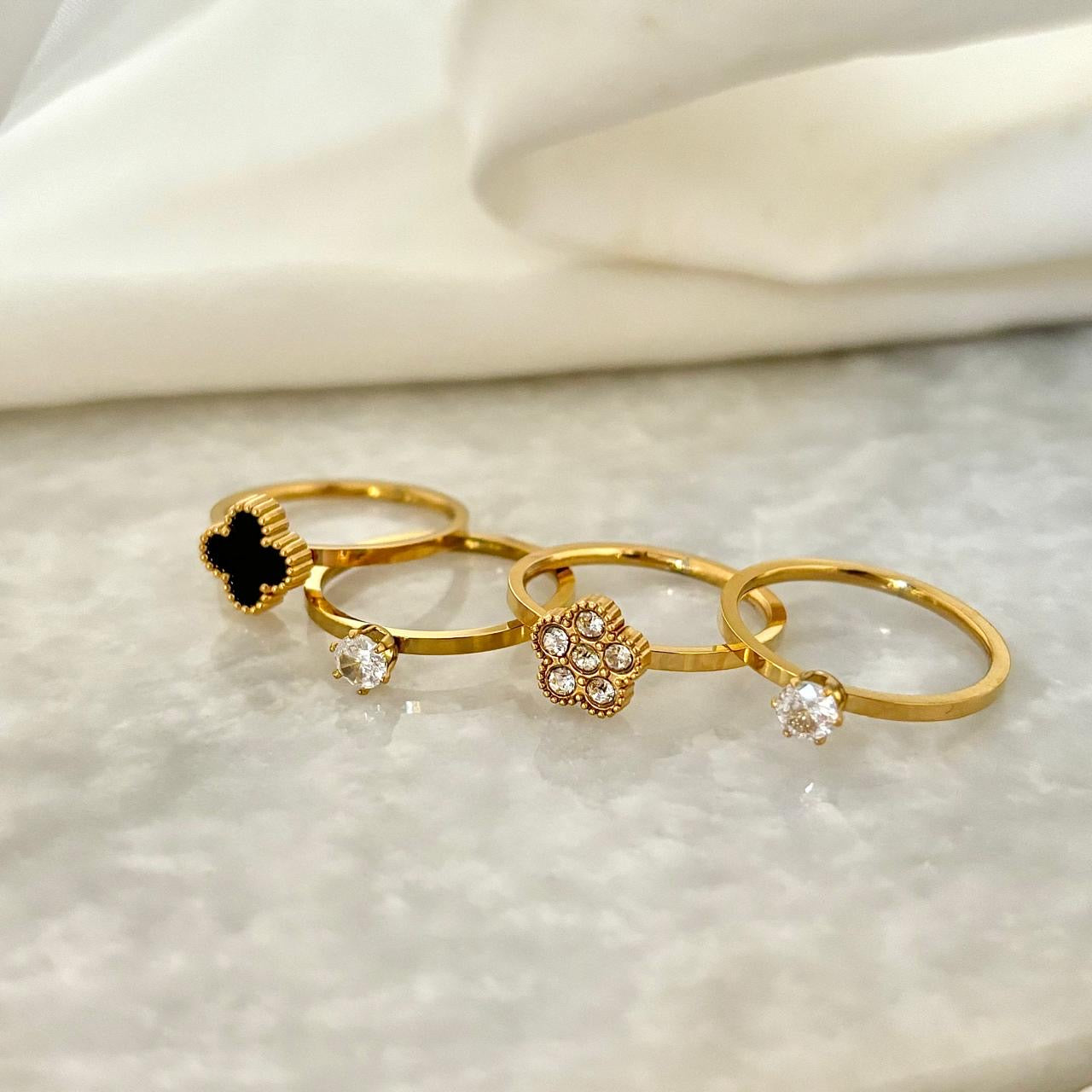 Queenie Ringset -18K | Set of 4 Rings