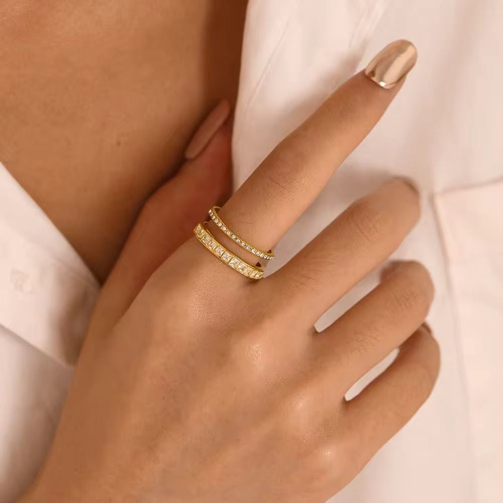 Bezel Diamantés LUX Stacked Ring