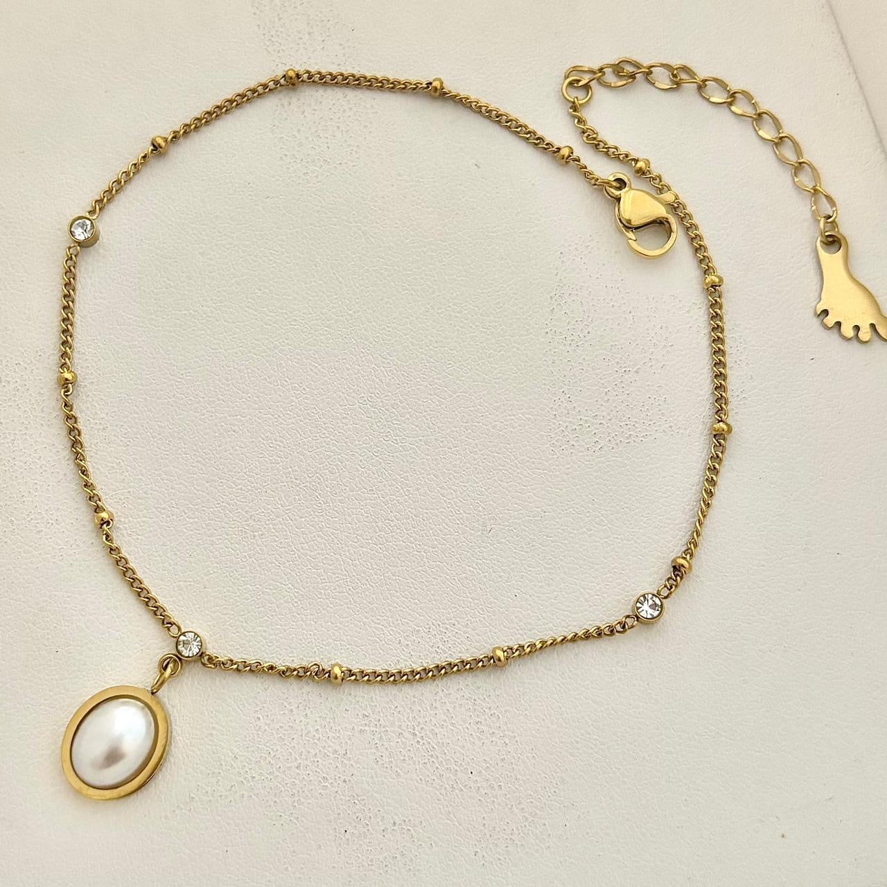 Adora Cz Anklet -Oval Charm