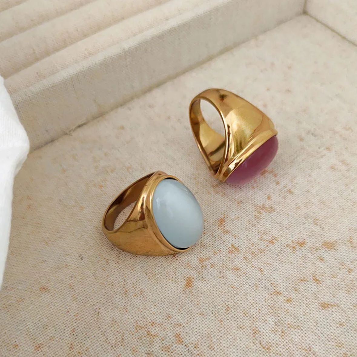 Agate Sky Blue Signet Ring