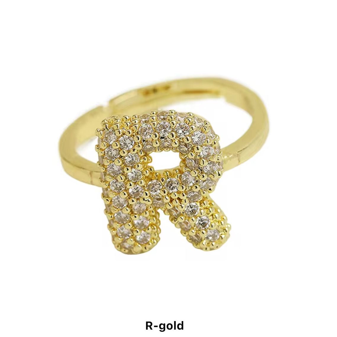 Paved Puffy Initial Rings