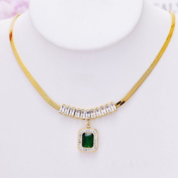 Amber Emerald Necklace -18K