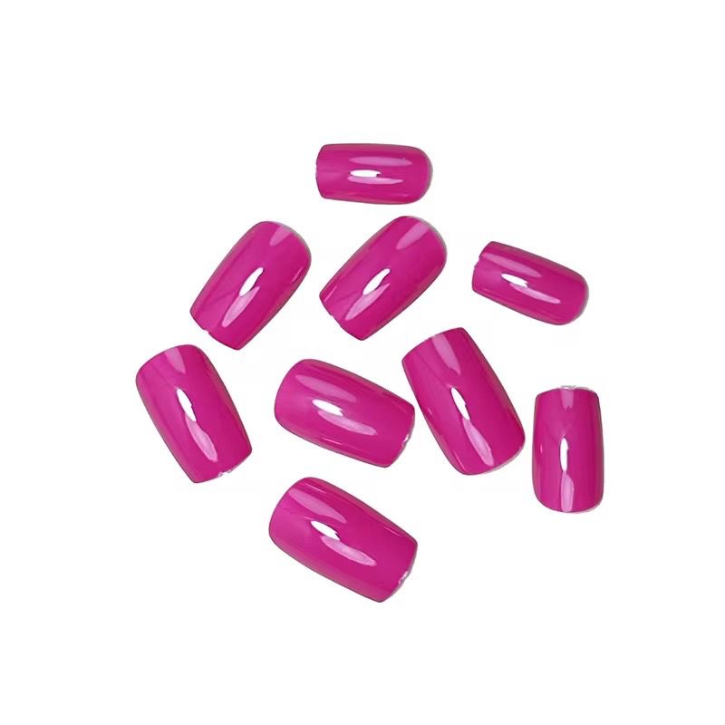 Fuchsia Pink Gel Press On Squaroval Nails