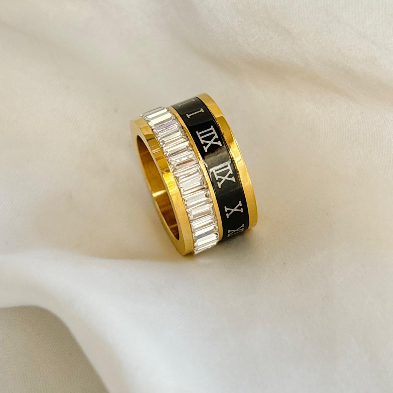 Roman Baguette Stacked Ring -18K