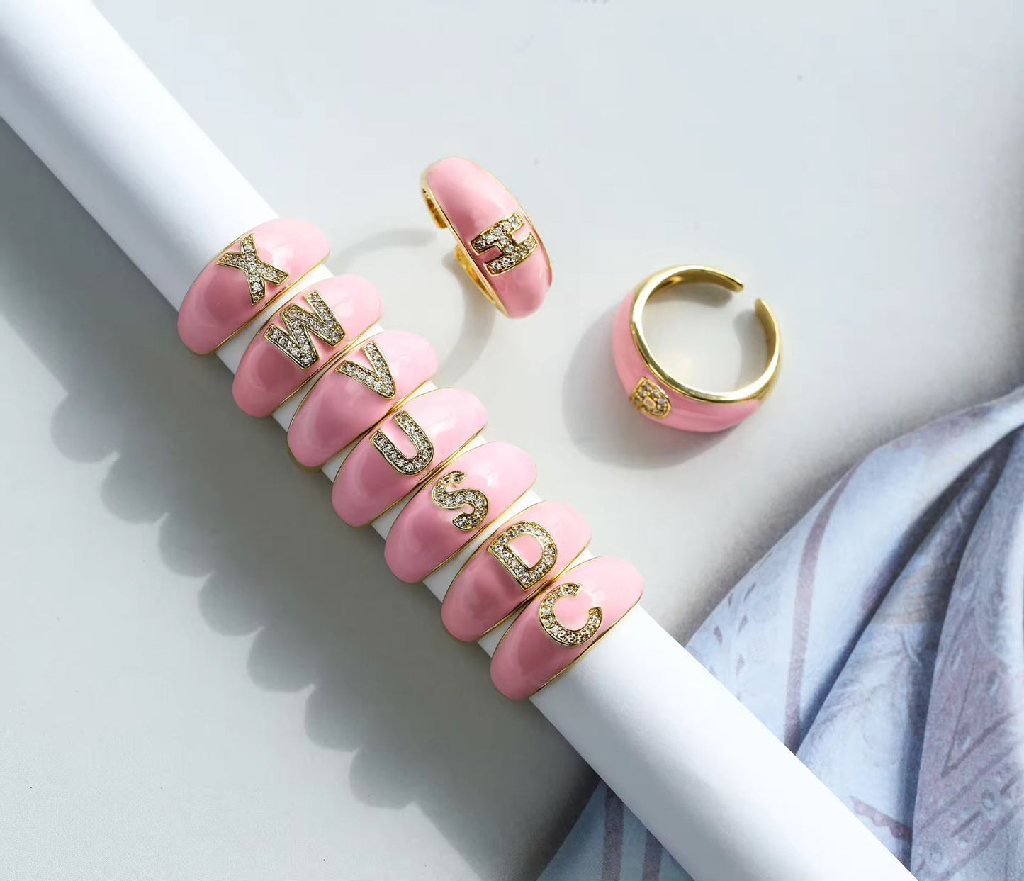 Initial Enamel Ring -Adjustable