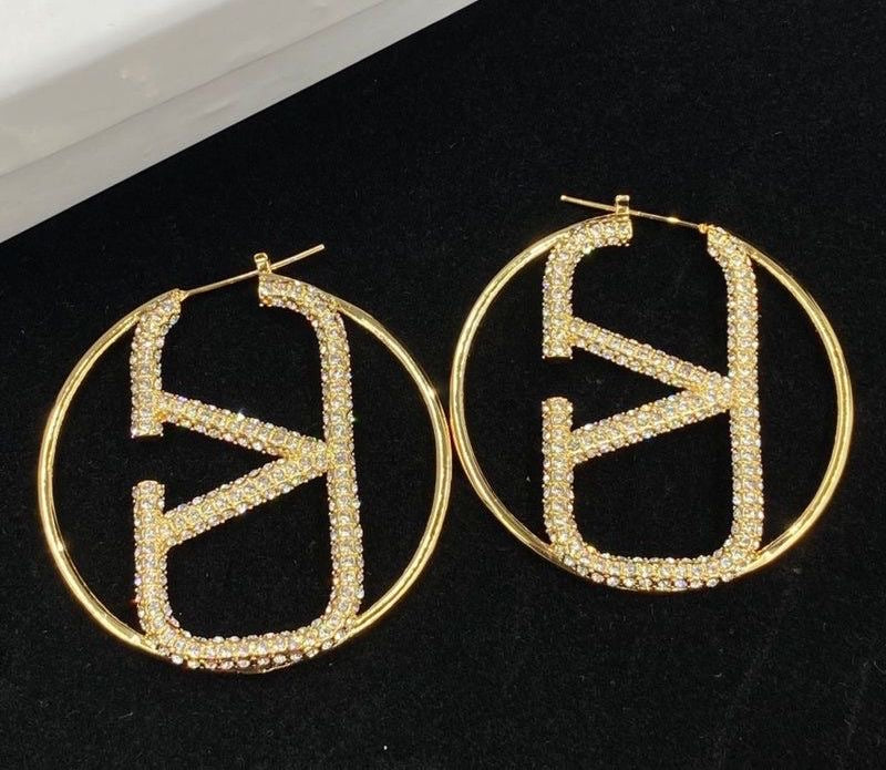 Luxurious V-Swarovski Crystal Signature Large Hoops -22K