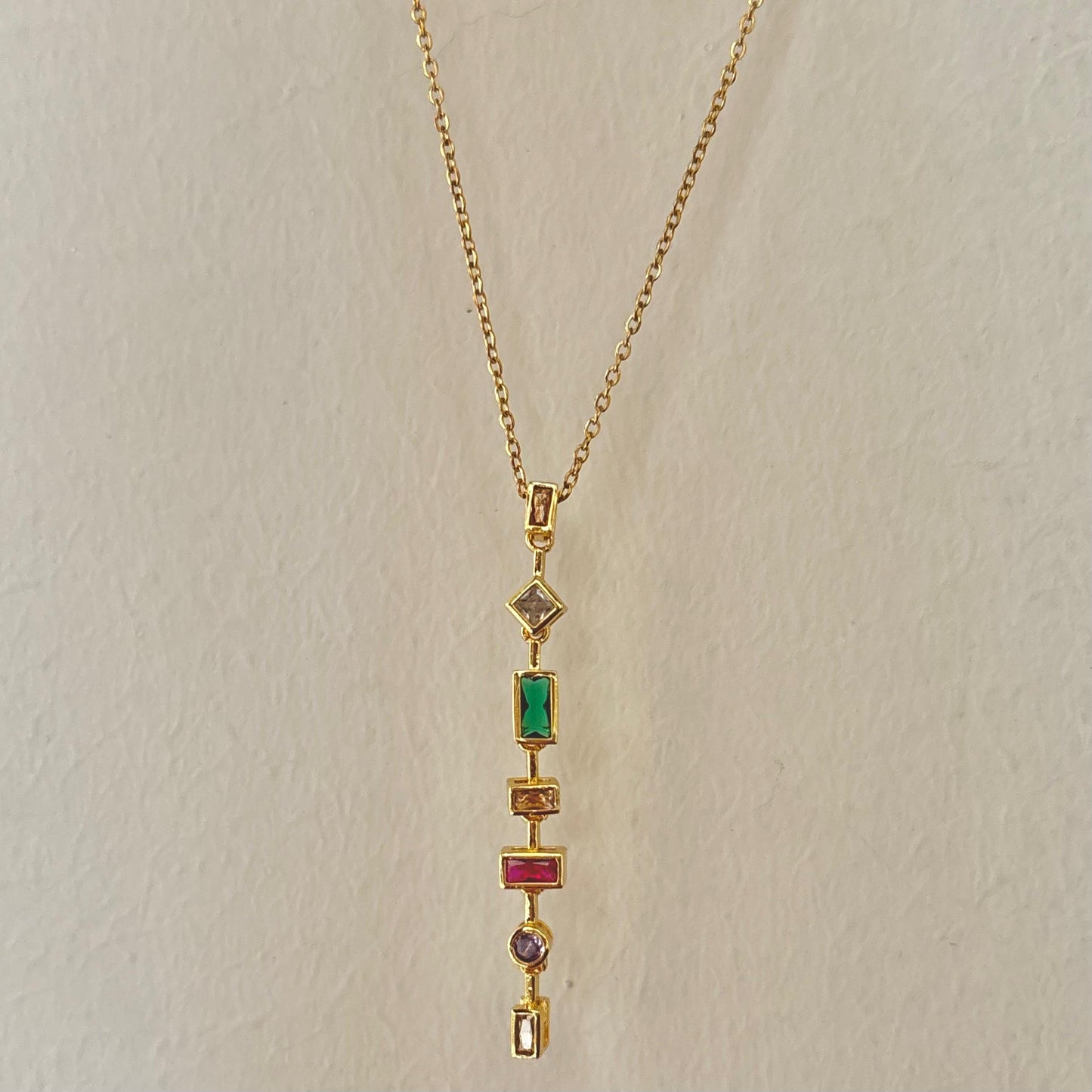Multi Gem Lariat Necklace