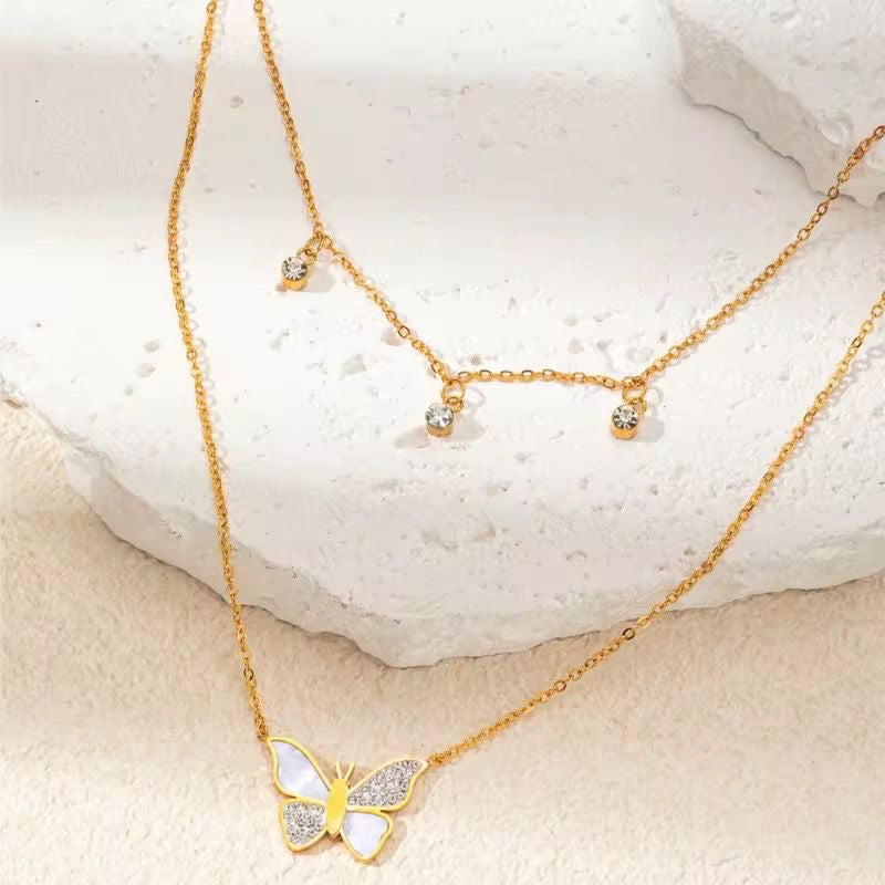 Flutter Layered Cz Charm Glimmer Necklace