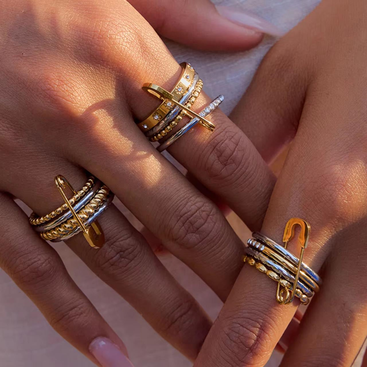Safety Pin Quadra Stack Ring