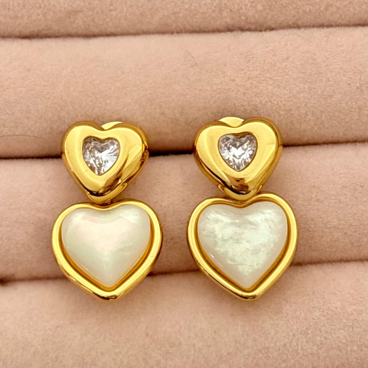 Opals Diamond Heart Studs