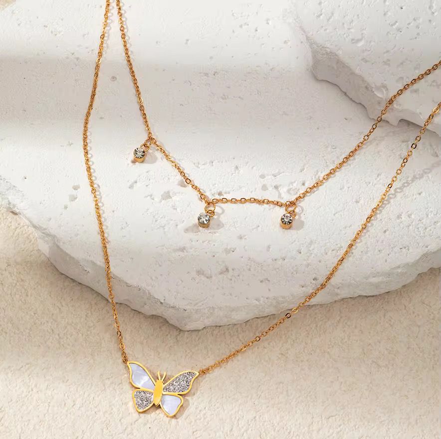 Flutter Layered Cz Charm Glimmer Necklace