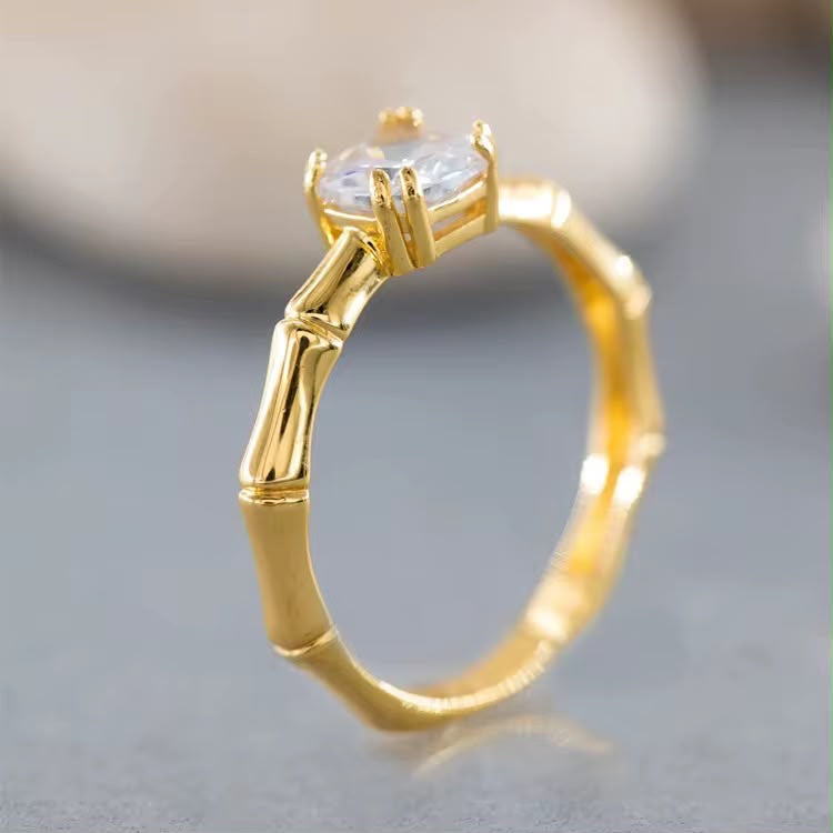 Bamboo Solitaire Ring