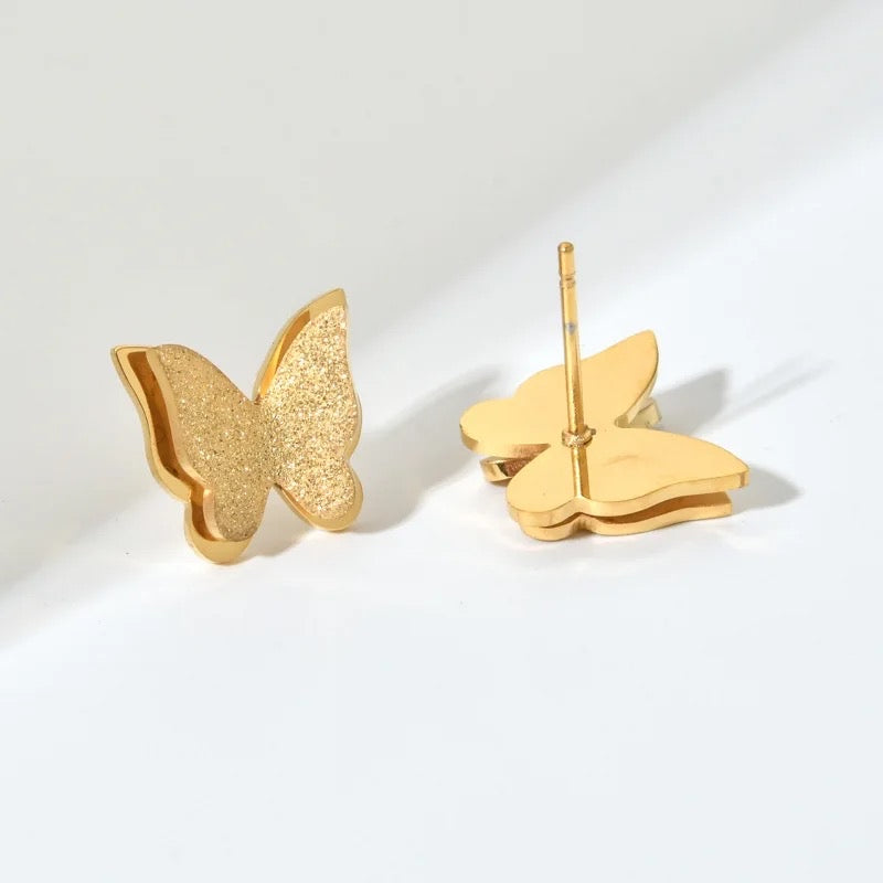 Frosted Butterfly Studs