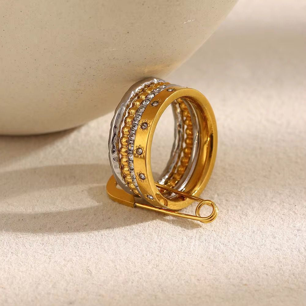 LUX Pave Pin Stacker Ring