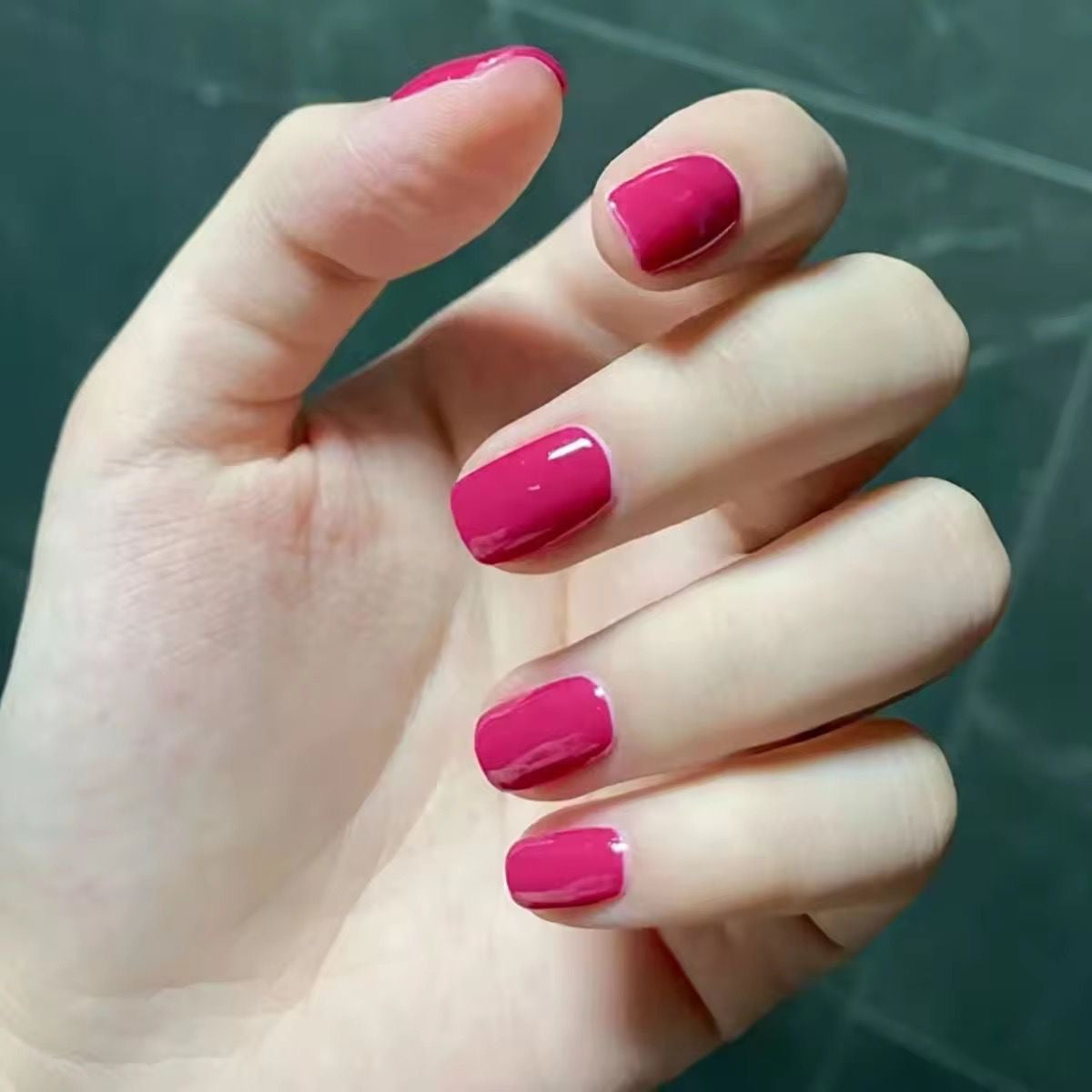 Fuchsia Pink Gel Press On Squaroval Nails