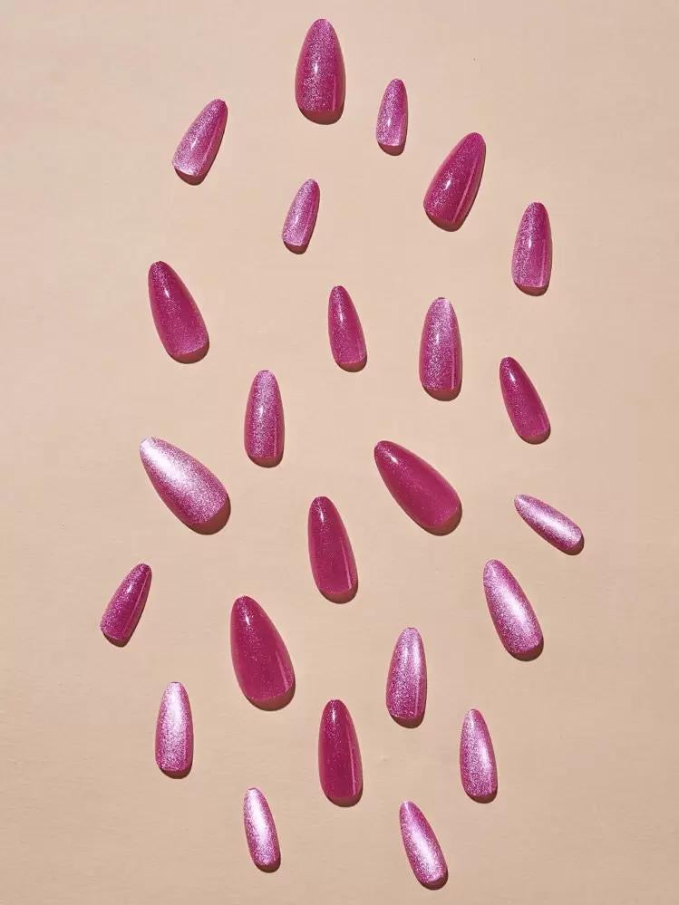 Hot Pink Cat Eye Press On Nails