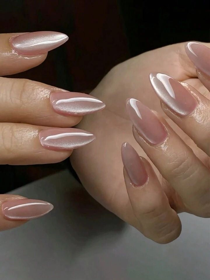 Nude Brown Cat Eye Press On Nails