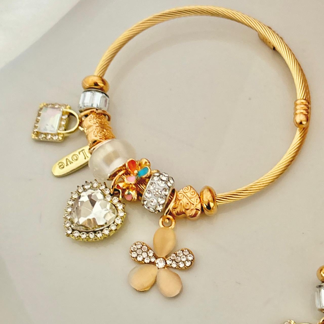 Euphoria Flora Multi Charm Bracelet -White