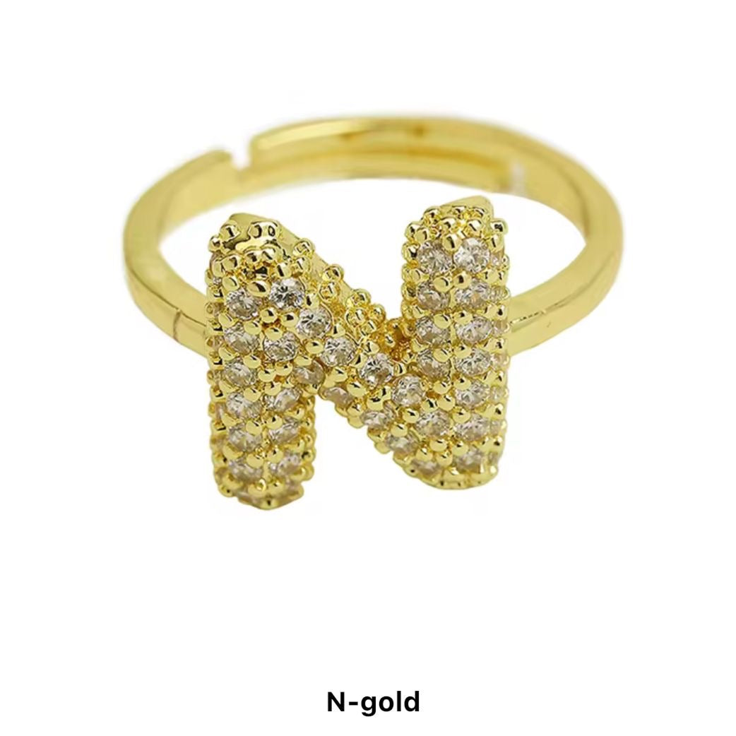 Paved Puffy Initial Rings