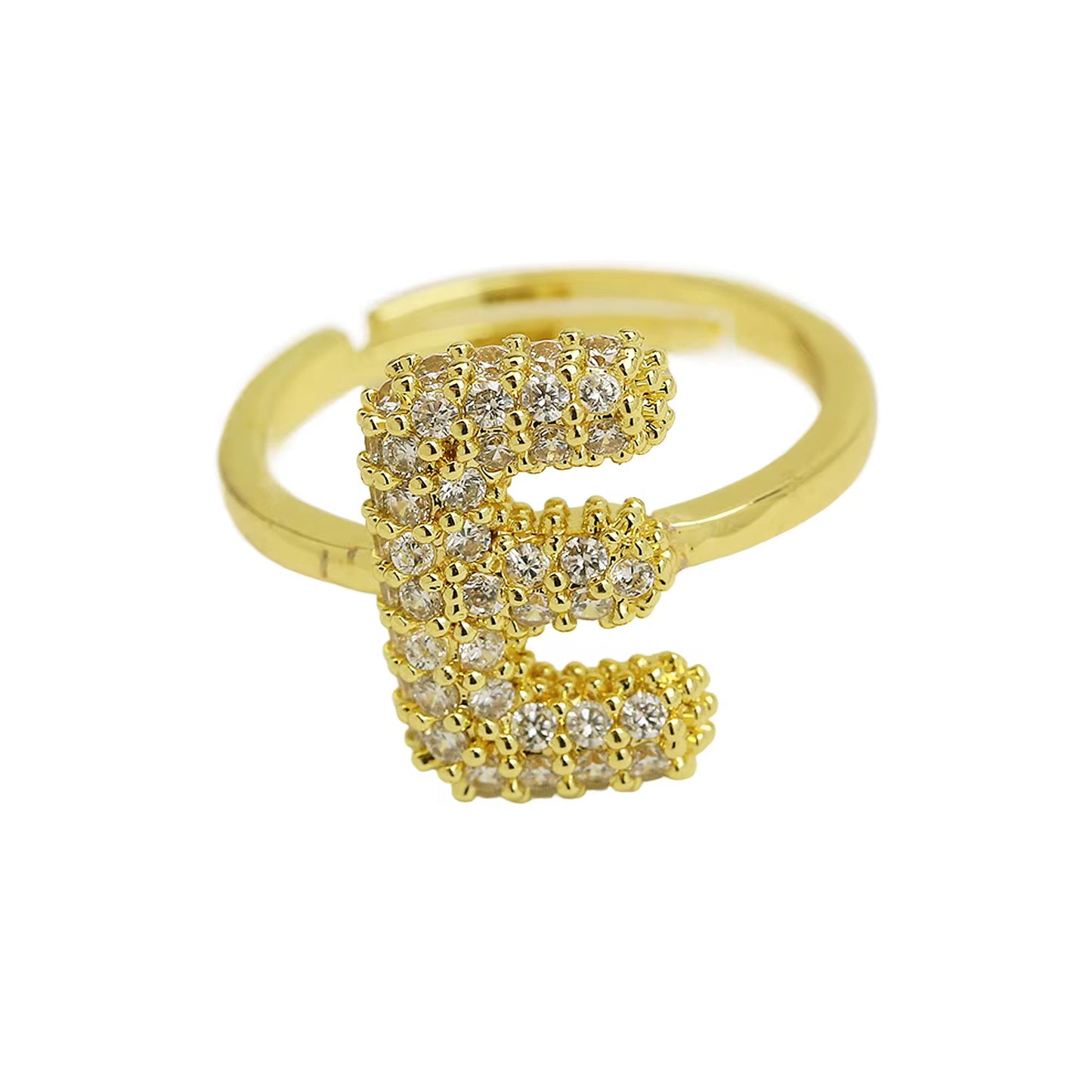 Paved Puffy Initial Rings