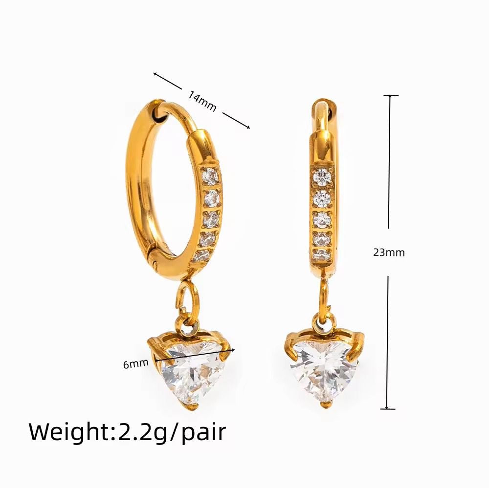 Crystal Heart Hoops
