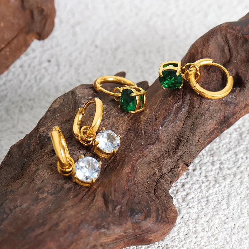 Dainty EveryDay Hoops -Diamond Charm