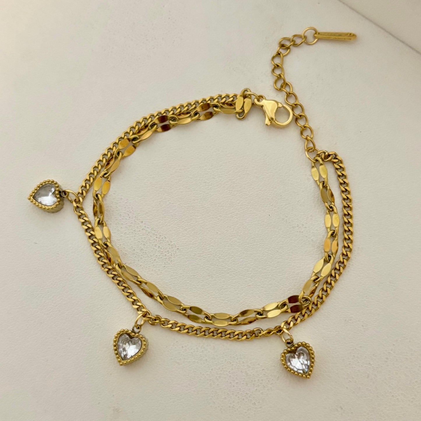 Esme Heart Charm Layered Bracelet