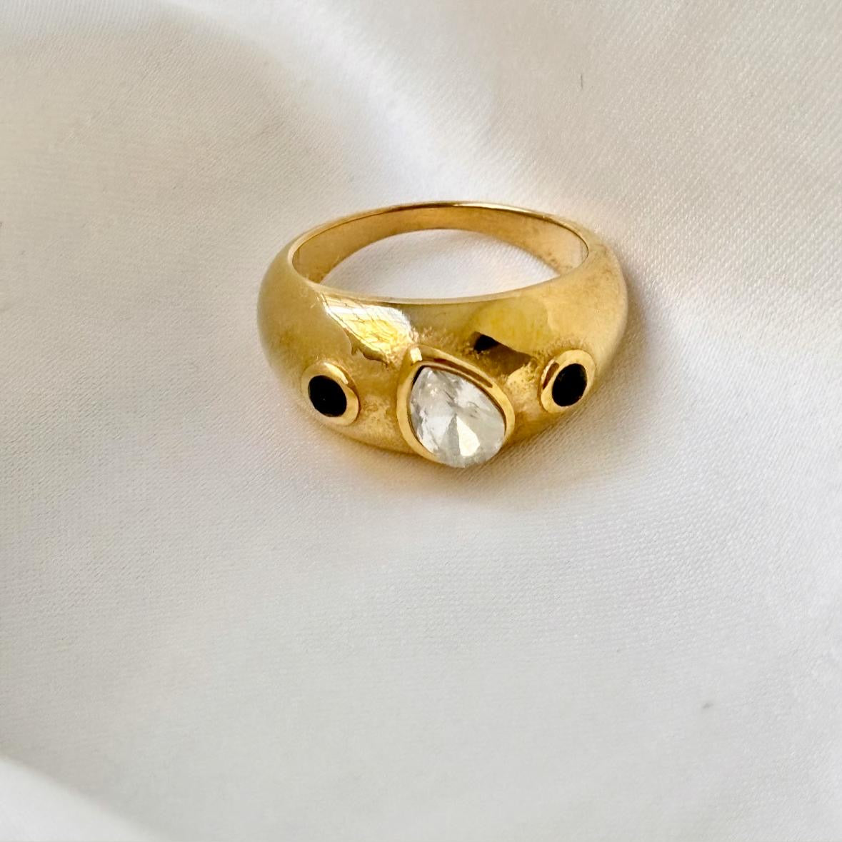 Jeju Cz Dome Ring -18K