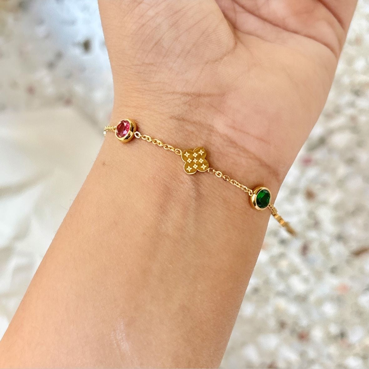 Luxe Multi Cz Clover Bracelet