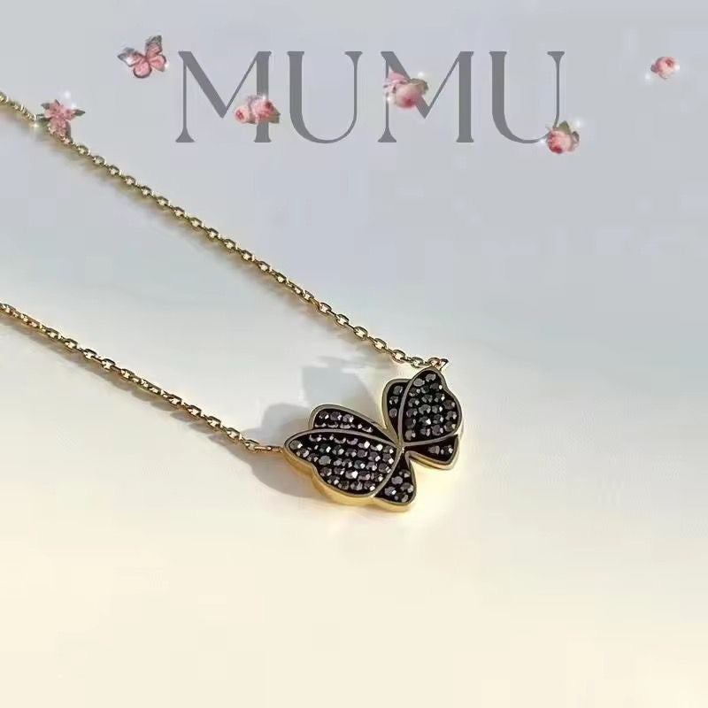 LUXE Black Zircon Flutter Necklace