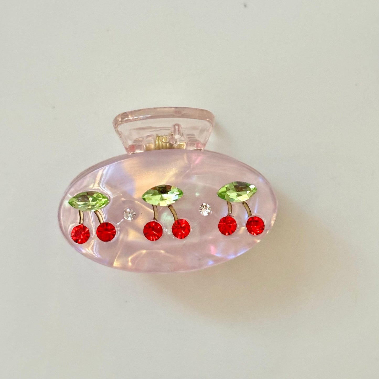 Lilac With Cherry Red Cz Claw Clip