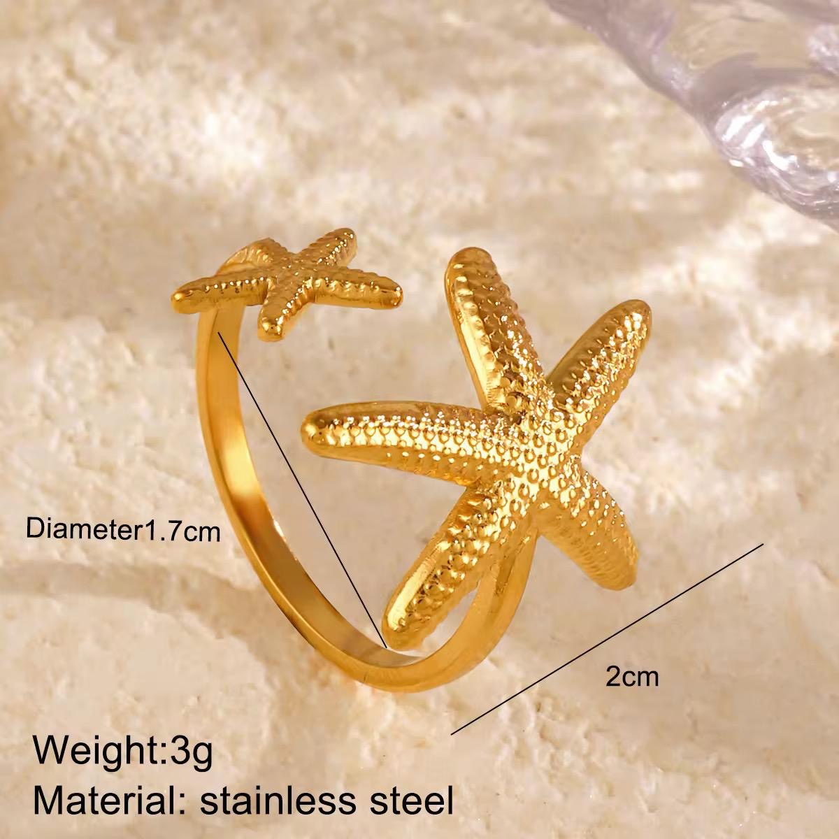 Starfish Stacked Ring -Gold