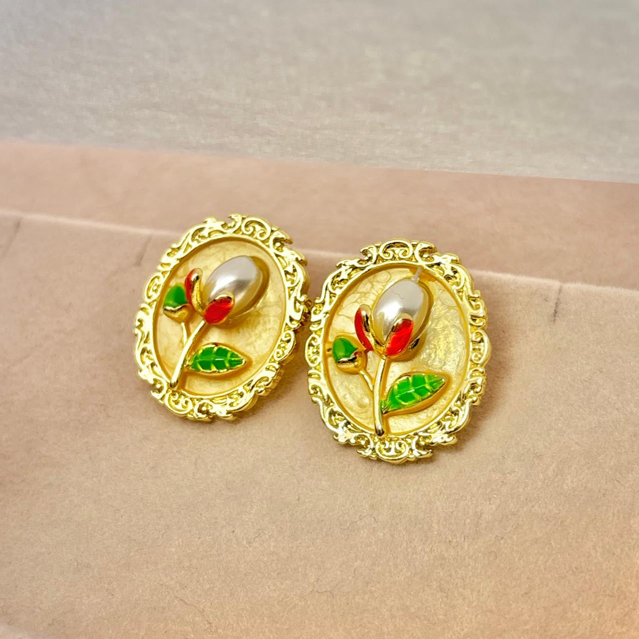 Whimsy Flora Studs -Hand Painted | Butter Yellow