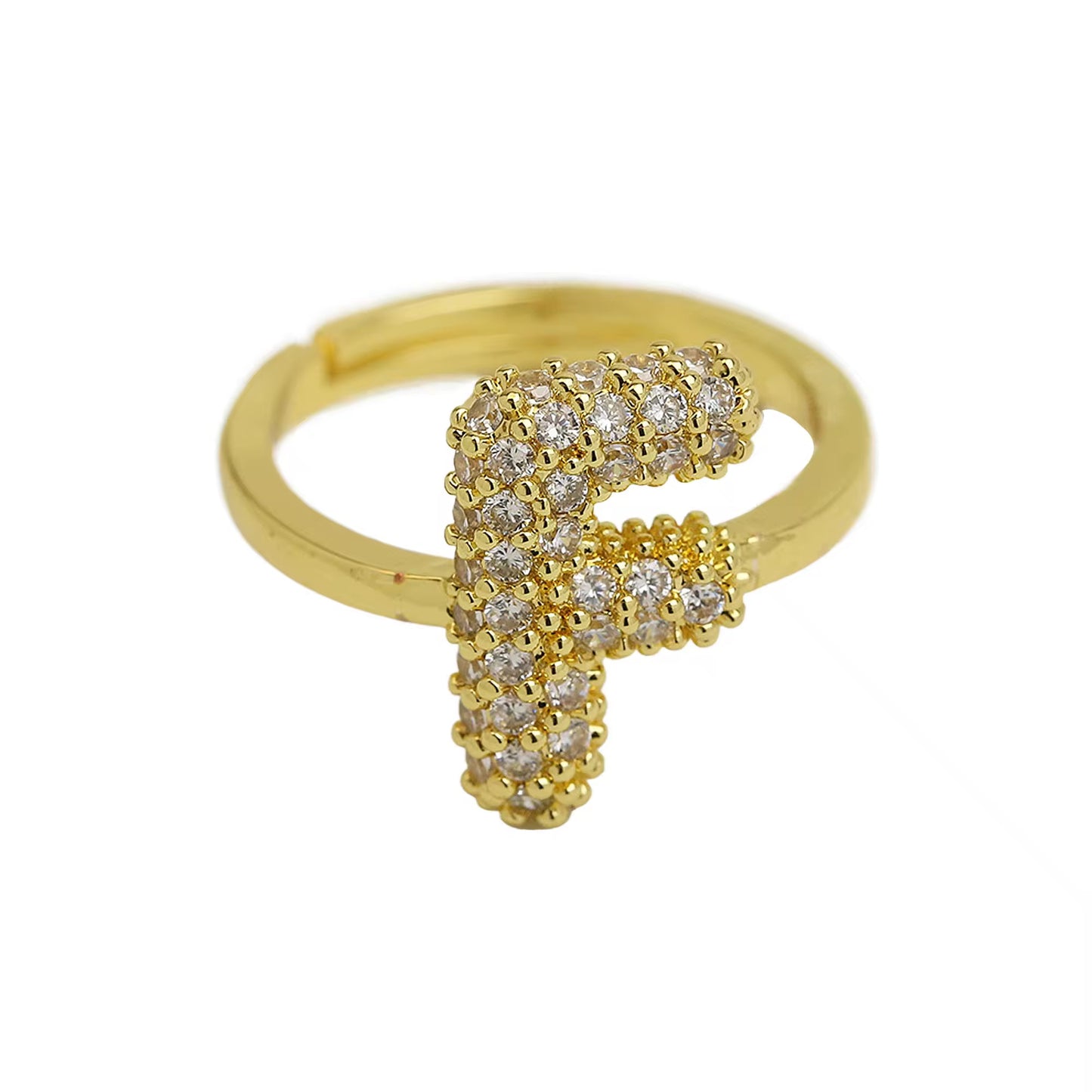 Paved Puffy Initial Rings