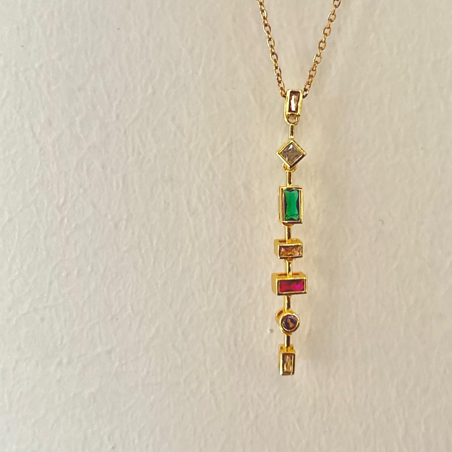 Multi Gem Lariat Necklace