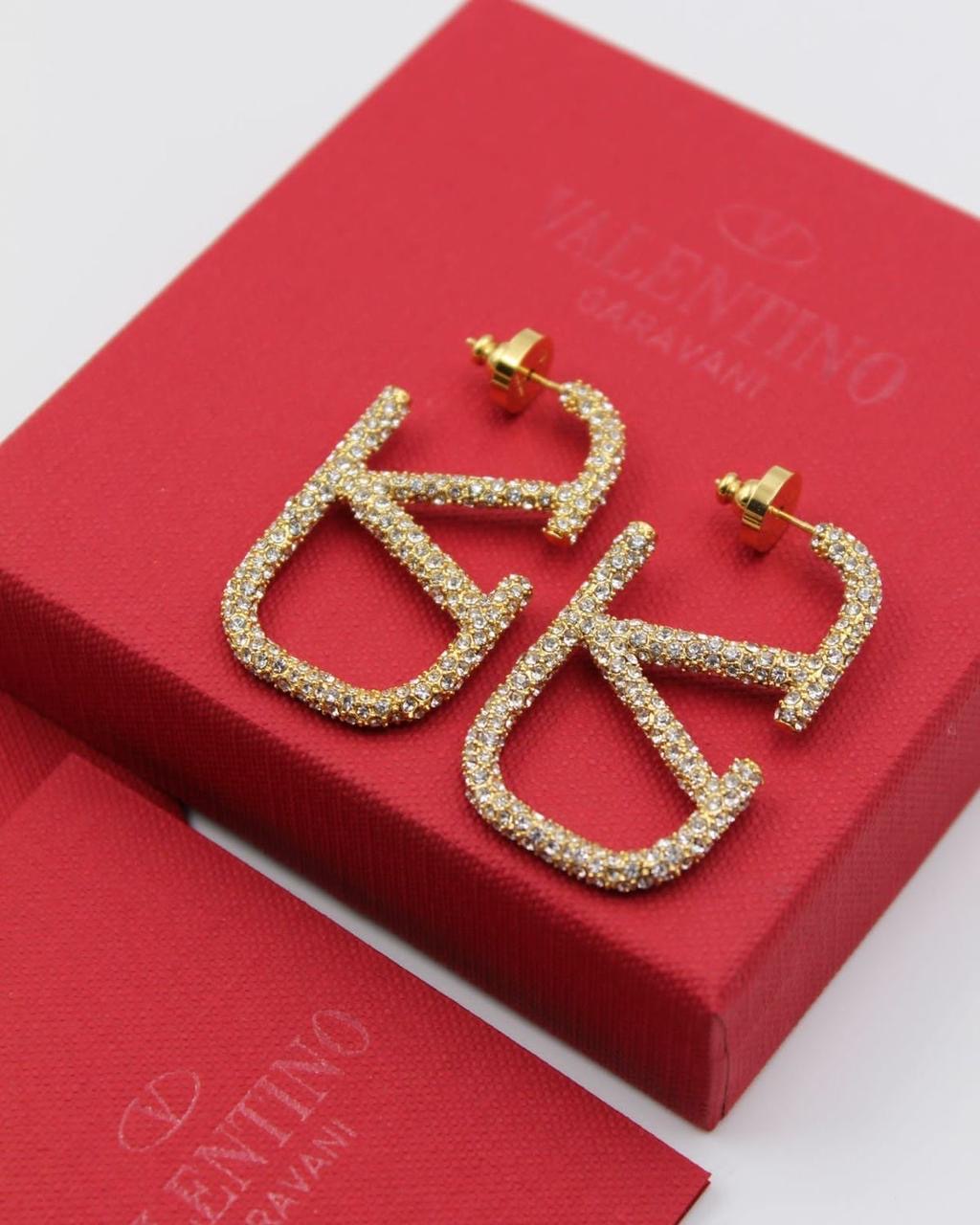 Valentino Swarovski Crystal Pave Hoops