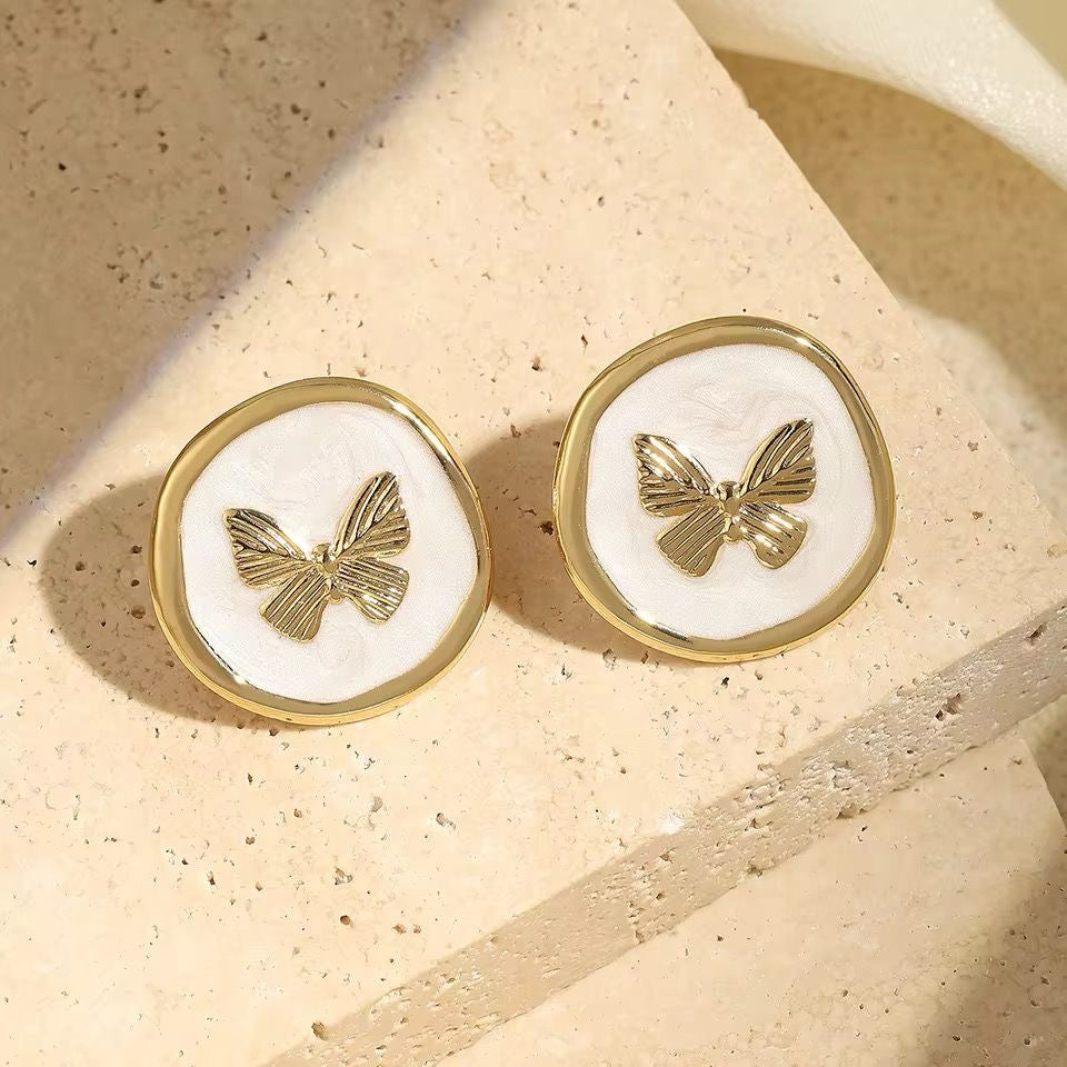 Fairycore Flutter Studs -18K | White