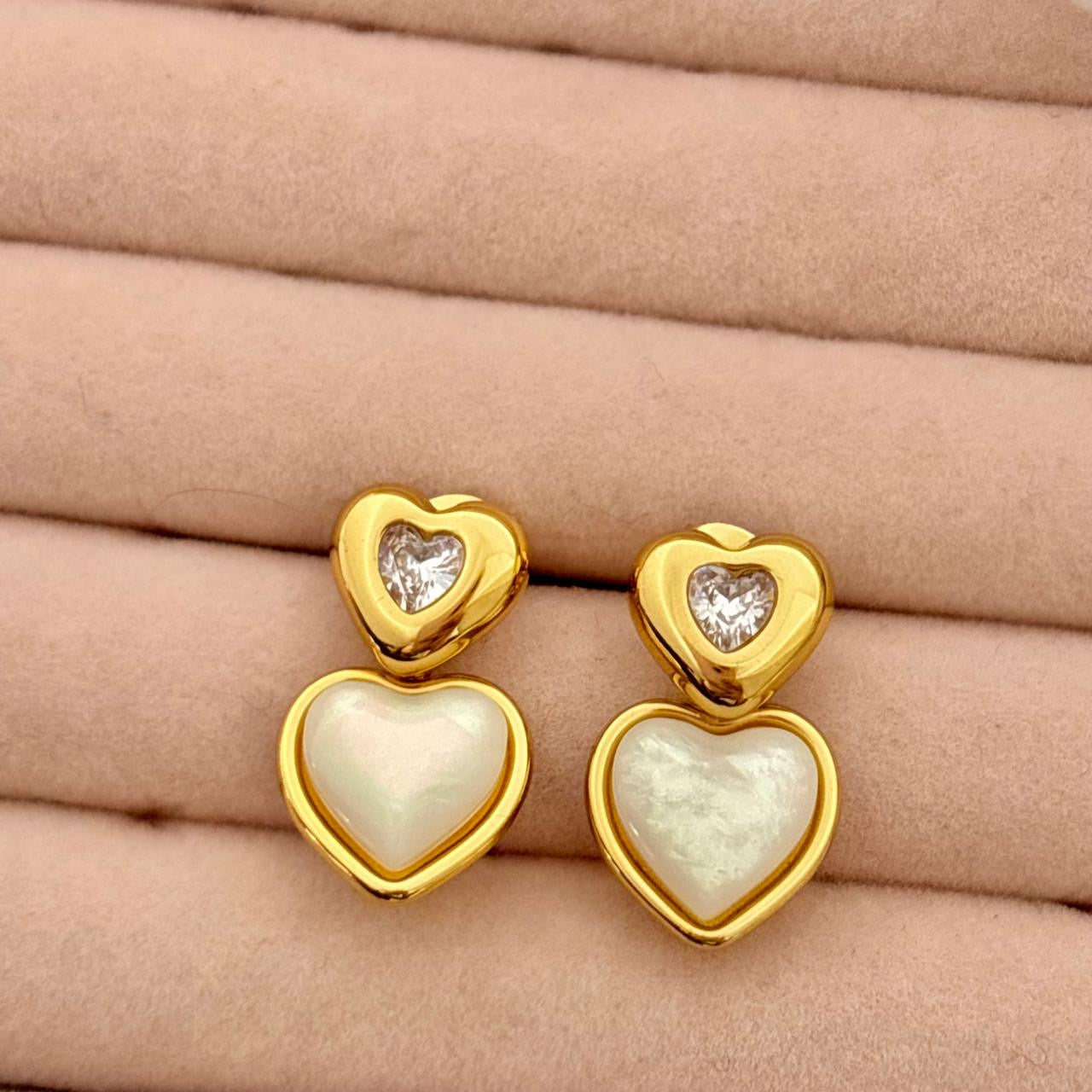Opals Diamond Heart Studs