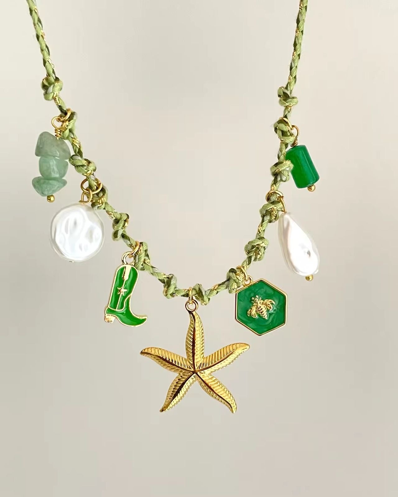 Lime Boujee Charm Cord Necklace