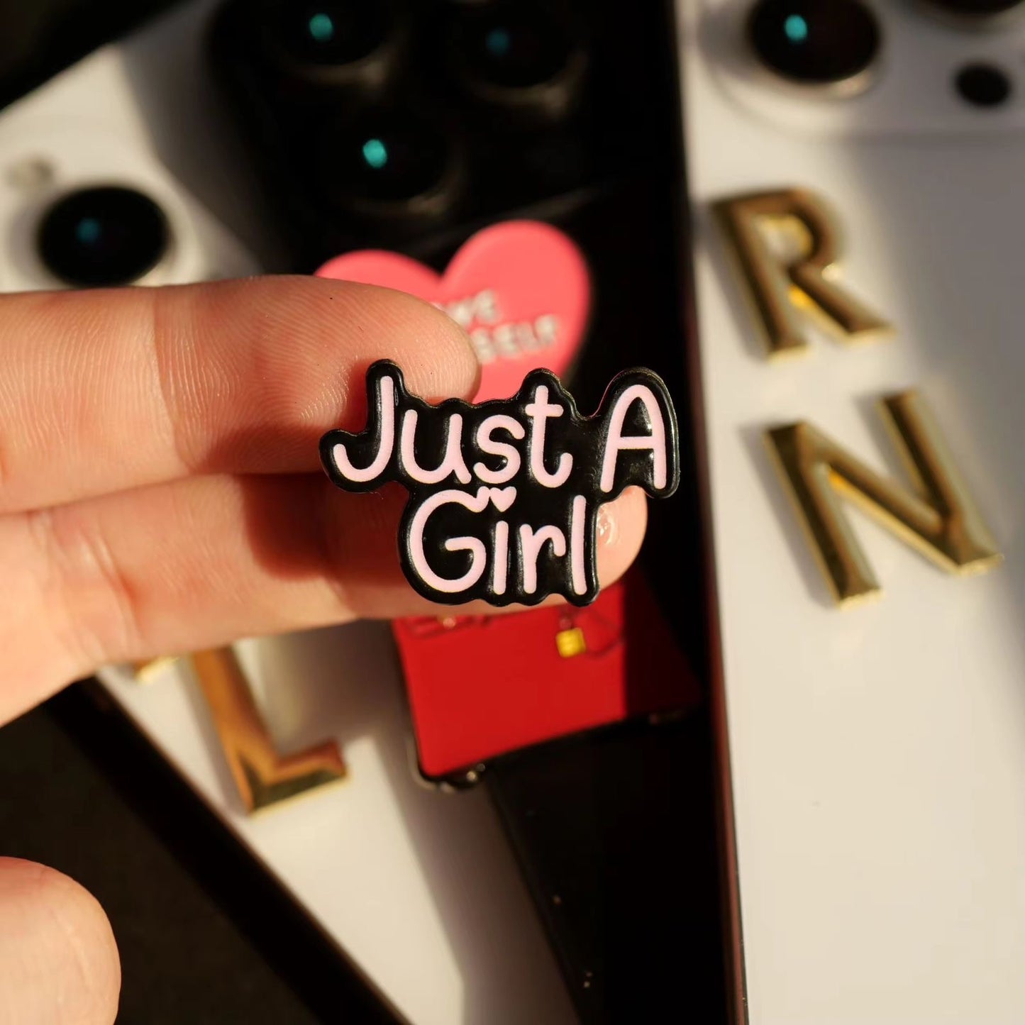 Just A Girl Phone Metal Charm