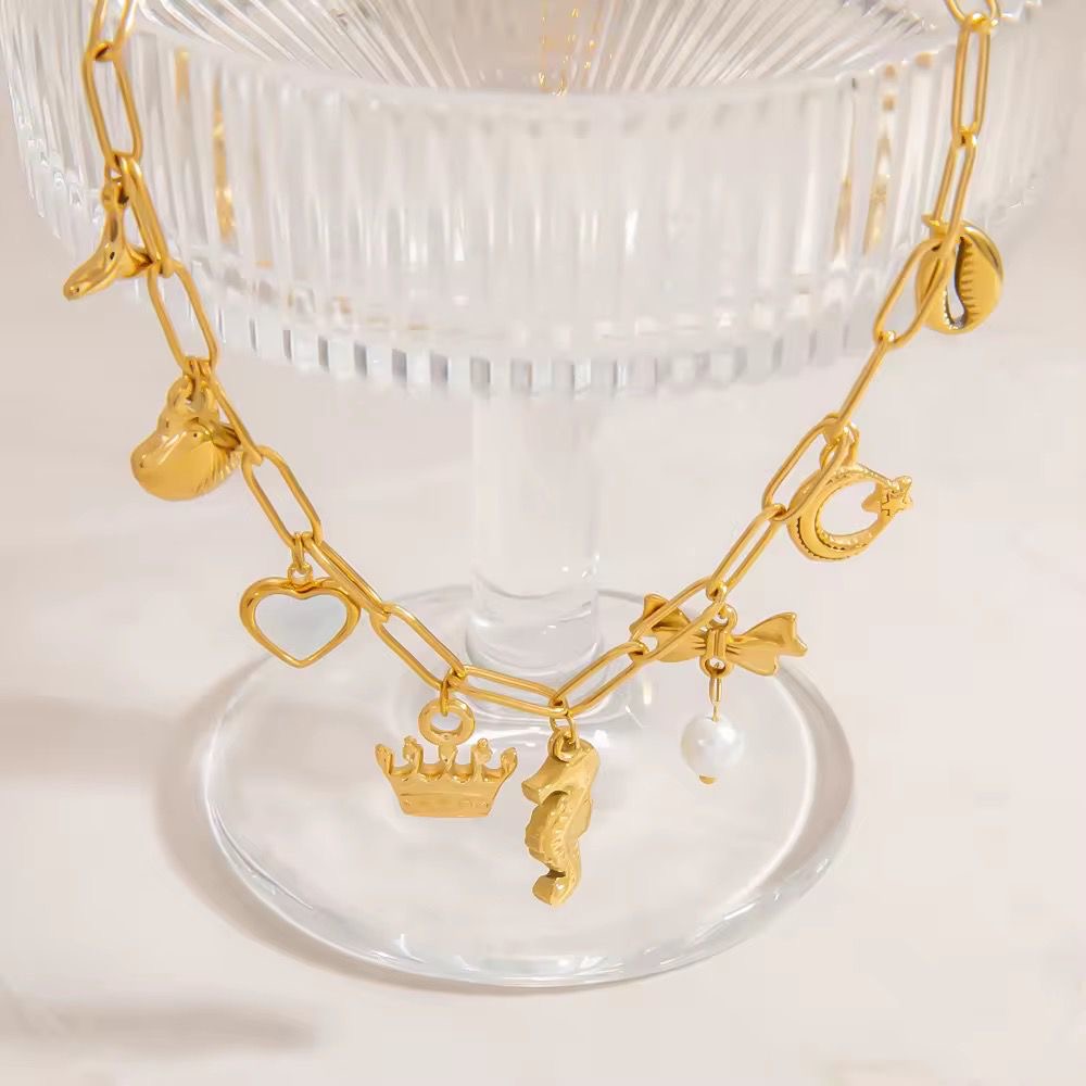 Golden Gleamy Charm Necklace