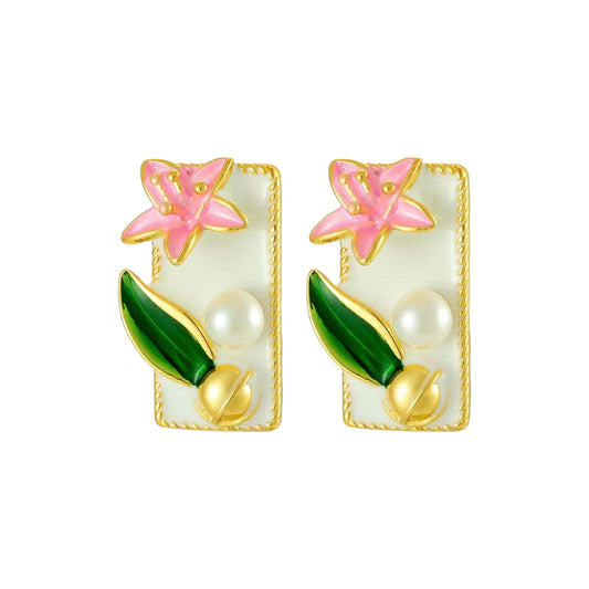 Fairycore Pearly White Studs -Hand Painted