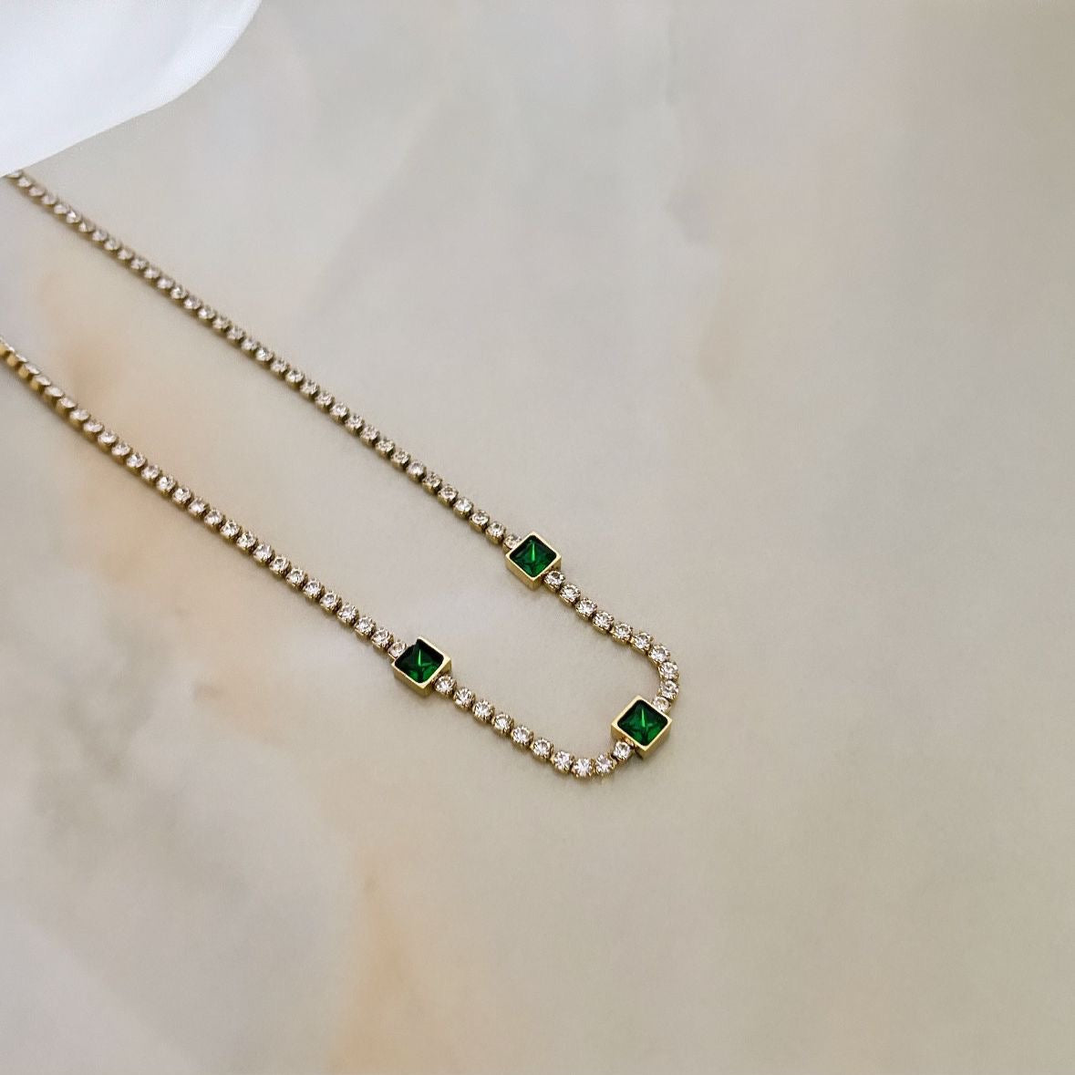 Emerald Sparkly Tennis Necklace