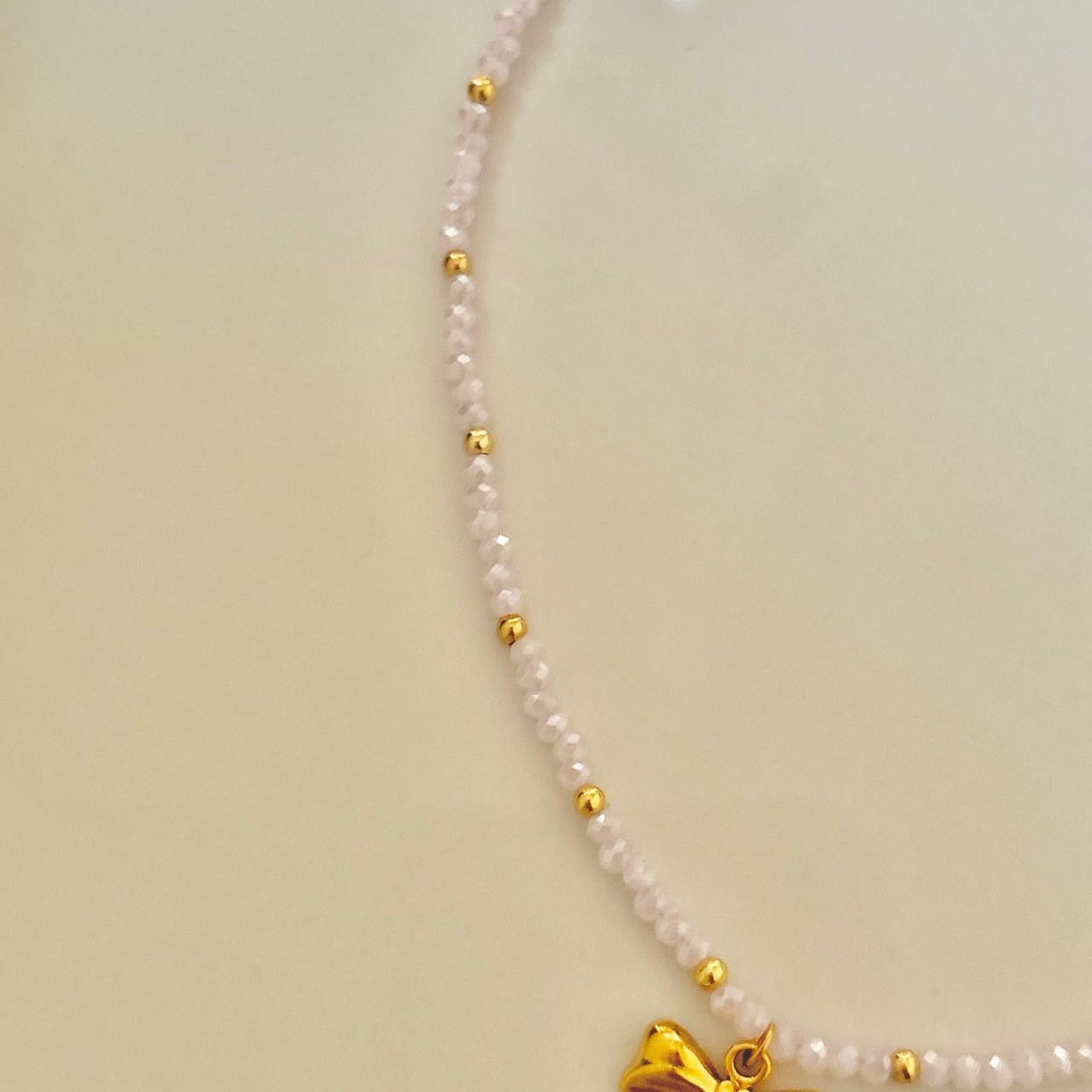 Crystal Beaded Bow Necklace