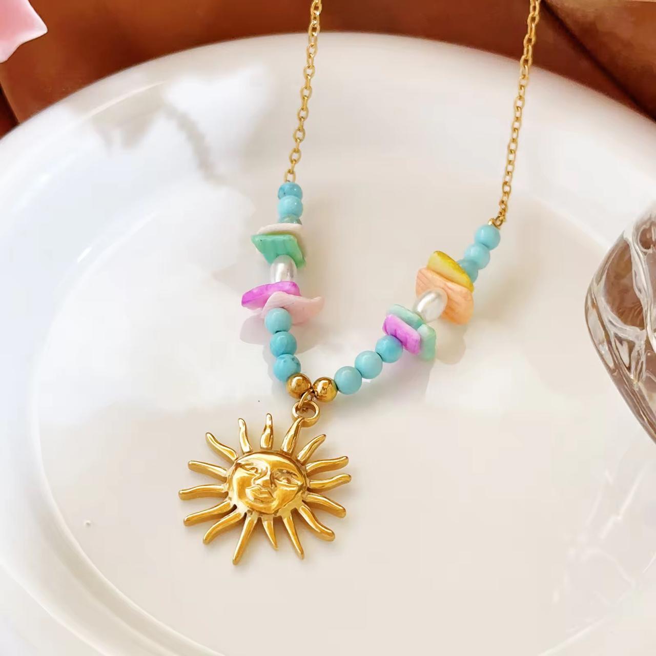 Sol Beaded Charm Necklace -18K